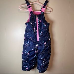 London Fog Girls Snow Pants Ski Bibs Size 12m Pink Blue Stars